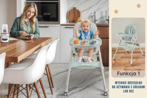 DZIECIĘCE KRZESEŁKO DO KARMIENIA CYNAMONEK 4W1 ZIELONE 5