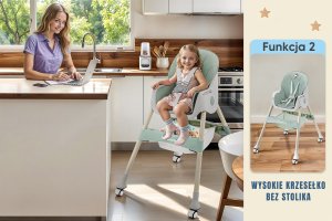 DZIECIĘCE KRZESEŁKO DO KARMIENIA CYNAMONEK 4W1 ZIELONE 6