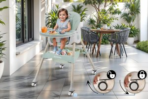 DZIECIĘCE KRZESEŁKO DO KARMIENIA CYNAMONEK 4W1 ZIELONE 10