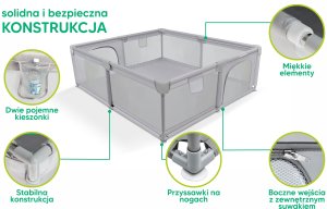 King Kids KOJEC DZIECIĘCY 150x180 cm PLAC ZABAW SUCHY BASEN UCHWYTY I 50 PIŁEK 4