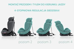 Fotelik samochodowy KinderKraft FOTELIK SAMOCHODOWY obrotowy 360 czarno-szary 40-150 CM i-Size R129 ISOFIX 4