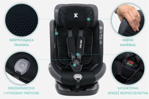 Fotelik samochodowy KinderKraft FOTELIK SAMOCHODOWY obrotowy 360 czarno-szary 40-150 CM i-Size R129 ISOFIX 5