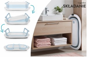 DWM WANIENKA DZIECIĘCA Z TERMOMETREM HARMONY NIEBIESKA PODUSZKI SŁONIKI 12