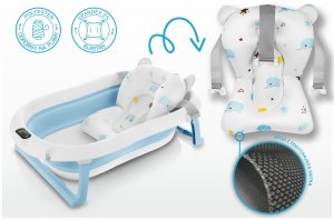 DWM WANIENKA DZIECIĘCA Z TERMOMETREM HARMONY NIEBIESKA PODUSZKI SŁONIKI 13