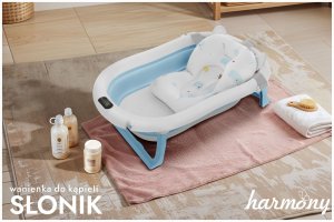 DWM WANIENKA DZIECIĘCA Z TERMOMETREM HARMONY NIEBIESKA PODUSZKI SŁONIKI 2