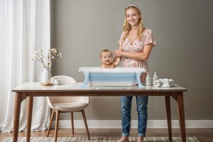 DWM WANIENKA DZIECIĘCA Z TERMOMETREM HARMONY NIEBIESKA PODUSZKI SŁONIKI 3