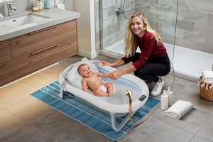 DWM WANIENKA DZIECIĘCA Z TERMOMETREM HARMONY NIEBIESKA PODUSZKI SŁONIKI 6