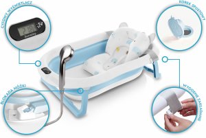 DWM WANIENKA DZIECIĘCA Z TERMOMETREM HARMONY NIEBIESKA PODUSZKI SŁONIKI 10