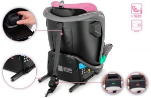 Fotelik samochodowy KinderKraft FOTELIK SAMOCHODOWY rotacyjny LEONARDO 360 różowo-szary 40-150 CM R129 ISOFIX 11