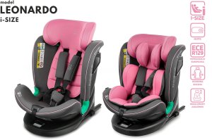 Fotelik samochodowy KinderKraft FOTELIK SAMOCHODOWY rotacyjny LEONARDO 360 różowo-szary 40-150 CM R129 ISOFIX 2