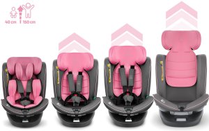 Fotelik samochodowy KinderKraft FOTELIK SAMOCHODOWY rotacyjny LEONARDO 360 różowo-szary 40-150 CM R129 ISOFIX 8