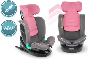 Fotelik samochodowy KinderKraft FOTELIK SAMOCHODOWY rotacyjny LEONARDO 360 różowo-szary 40-150 CM R129 ISOFIX 9
