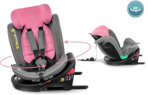 Fotelik samochodowy KinderKraft FOTELIK SAMOCHODOWY rotacyjny LEONARDO 360 różowo-szary 40-150 CM R129 ISOFIX 10