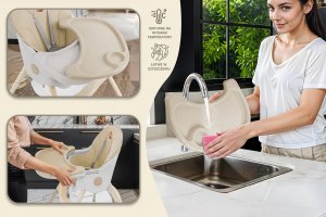 DZIECIĘCE KRZESEŁKO DO KARMIENIA CYNAMONEK 4W1 BEŻOWE 14