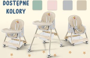 DZIECIĘCE KRZESEŁKO DO KARMIENIA CYNAMONEK 4W1 BEŻOWE 16