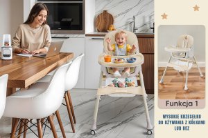 DZIECIĘCE KRZESEŁKO DO KARMIENIA CYNAMONEK 4W1 BEŻOWE 5