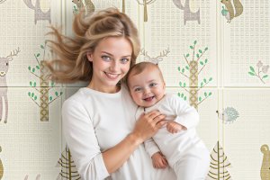 MATA PIANKOWA EDUKACYJNA SKŁADANA DLA DZIECI DUŻA MISIE BALONY 180x200 5