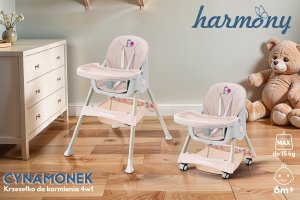 DZIECIĘCE KRZESEŁKO DO KARMIENIA CYNAMONEK 4W1 RÓŻOWE 2