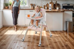 DZIECIĘCE KRZESEŁKO DO KARMIENIA CYNAMONEK 4W1 RÓŻOWE 3