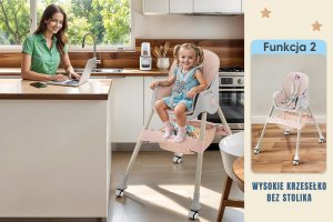 DZIECIĘCE KRZESEŁKO DO KARMIENIA CYNAMONEK 4W1 RÓŻOWE 6