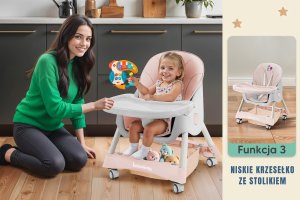 DZIECIĘCE KRZESEŁKO DO KARMIENIA CYNAMONEK 4W1 RÓŻOWE 7