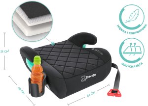 FOTELIK SAMOCHODOWY PODKŁADKA SIEDZISKO CZARNY PIKOWANY R129 125-150 CM 7