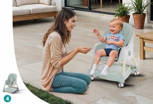 DZIECIĘCE KRZESEŁKO DO KARMIENIA KARMELEK 4W1 ZIELONE 11