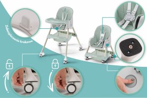 DZIECIĘCE KRZESEŁKO DO KARMIENIA KARMELEK 4W1 ZIELONE 12