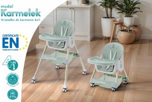 DZIECIĘCE KRZESEŁKO DO KARMIENIA KARMELEK 4W1 ZIELONE 2