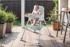 DZIECIĘCE KRZESEŁKO DO KARMIENIA KARMELEK 4W1 ZIELONE 4