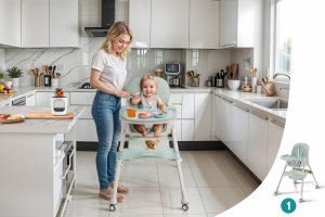 DZIECIĘCE KRZESEŁKO DO KARMIENIA KARMELEK 4W1 ZIELONE 8