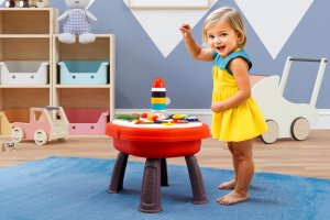 Huanger STOLIK INTERAKTYWNY 2W1 PANEL EDUKACYJNY PODSTAWA NA KLOCKI DŹWIĘKI 18M 2
