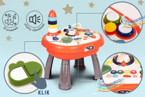 Huanger STOLIK INTERAKTYWNY 2W1 PANEL EDUKACYJNY PODSTAWA NA KLOCKI DŹWIĘKI 18M 5