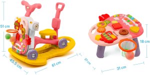 ROWER PCHACZ KONIK BUJANY HULAJNOGA JEŹDZIK STOLIK EDUKACYJNY 5W1 RÓŻOWY 12