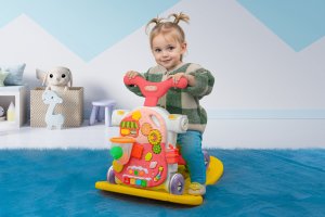 ROWER PCHACZ KONIK BUJANY HULAJNOGA JEŹDZIK STOLIK EDUKACYJNY 5W1 RÓŻOWY 5