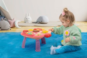 ROWER PCHACZ KONIK BUJANY HULAJNOGA JEŹDZIK STOLIK EDUKACYJNY 5W1 RÓŻOWY 7