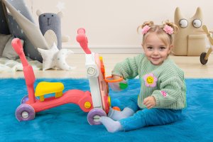 ROWER PCHACZ KONIK BUJANY HULAJNOGA JEŹDZIK STOLIK EDUKACYJNY 5W1 RÓŻOWY 9