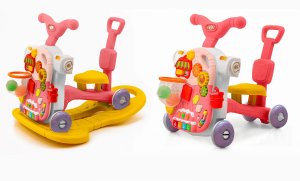 ROWER PCHACZ KONIK BUJANY HULAJNOGA JEŹDZIK STOLIK EDUKACYJNY 5W1 RÓŻOWY 10