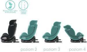 Fotelik samochodowy KinderKraft FOTELIK SAMOCHODOWY obrotowy 360 szaro-czarny 40-150 CM i-Size R129 ISOFIX 4