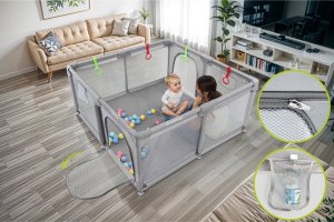 King Kids KOJEC DZIECIĘCY 140x140 cm PLAC ZABAW SUCHY BASEN UCHWYTY I 50 PIŁEK 2