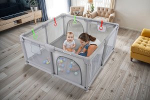King Kids KOJEC DZIECIĘCY 140x140 cm PLAC ZABAW SUCHY BASEN UCHWYTY I 50 PIŁEK 3