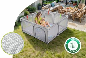 King Kids KOJEC DZIECIĘCY 140x140 cm PLAC ZABAW SUCHY BASEN UCHWYTY I 50 PIŁEK 7
