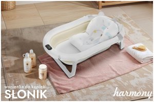 WANIENKA DZIECIĘCA Z TERMOMETREM HARMONY BEŻOWA PODUSZKA SŁONIKI 2