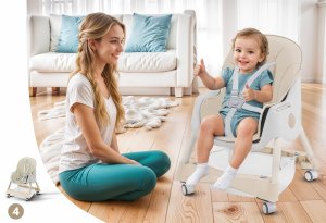 DZIECIĘCE KRZESEŁKO DO KARMIENIA KARMELEK 4W1 BEŻOWE 11