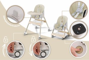 DZIECIĘCE KRZESEŁKO DO KARMIENIA KARMELEK 4W1 BEŻOWE 12