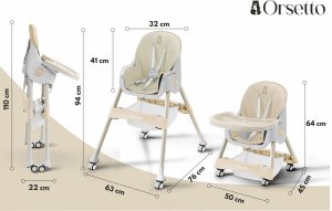 DZIECIĘCE KRZESEŁKO DO KARMIENIA KARMELEK 4W1 BEŻOWE 6