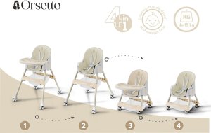DZIECIĘCE KRZESEŁKO DO KARMIENIA KARMELEK 4W1 BEŻOWE 7