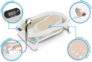 Primabobo Wanienka dziecięca z termometrem Harmony beżowa leżaczek 11