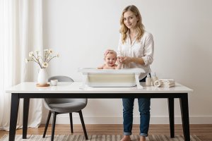 Primabobo Wanienka dziecięca z termometrem Harmony beżowa leżaczek 4