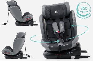 Fotelik samochodowy KinderKraft FOTELIK SAMOCHODOWY obrotowy 360 szaro-czarny 40-150 CM R129 ISOFIX 2